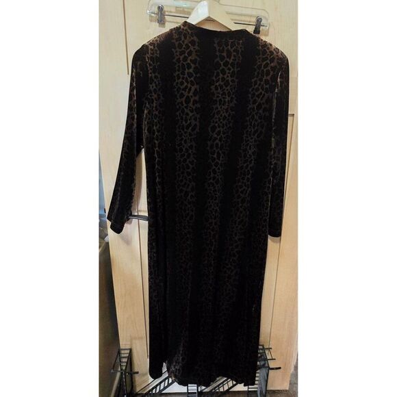 Ronni Nicole II Black & Leopard Print Velvet Long Button-Front Cardigan mob wife - Picture 6 of 9
